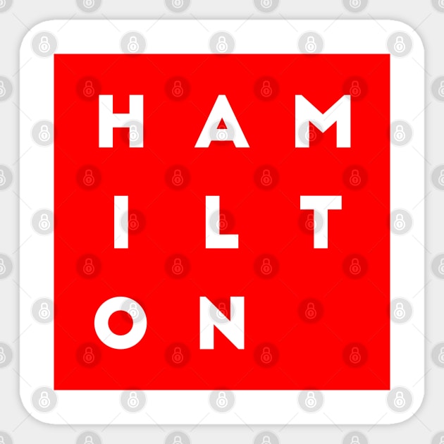 Hamilton | Red square, white letters | Canada Sticker by Classical